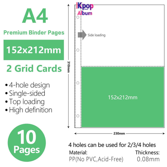 A4 2 Pocket Top Loader Card Kpop Photocard Sleeves