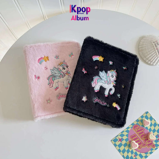 Plush A5 Binder Photocards Holder Kawaii Photo Album Kpop Idol Photocard Collect Book Student School Stationery Фотоальбом 포토카드
