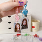 Transparent acrylic love bow keychain pendant can be placed, ID photo, big head sticker, photo frame, star chasing pendant, female.