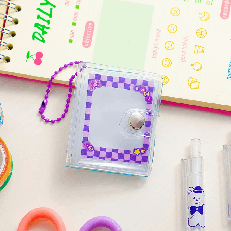2 Inch 16 Pockets Small Photo Album Mini Photos Collect Book Photocard Holder With Keychain DIY PVC Portable Pocket Album A2