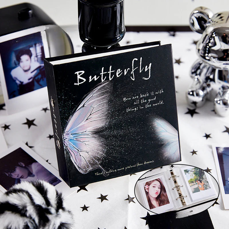 3 Ring Binder Mini Butterfly One-grid Card Binder with 10 Photocard Sleeves