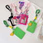 Korean version vertical double card position lanyard card cover girl solid color three-inch Polaroid star chasing card cover meal card campus card bag