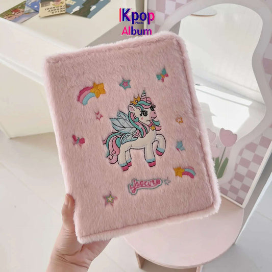 Plush A5 Binder Photocards Holder Kawaii Photo Album Kpop Idol Photocard Collect Book Student School Stationery Фотоальбом 포토카드