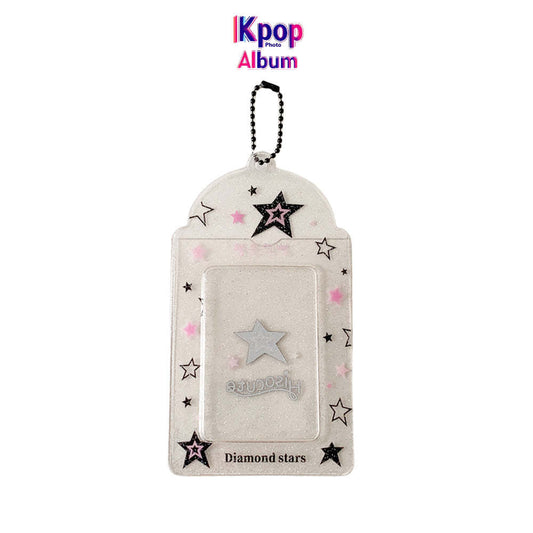 ins summer transparent four-leaf clover three-inch card set glitter fruit cartoon star chasing card set student meal card bag female