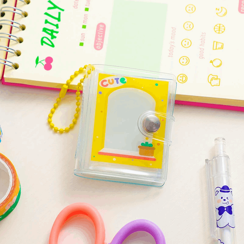 2 Inch 16 Pockets Small Photo Album Mini Photos Collect Book Photocard Holder With Keychain DIY PVC Portable Pocket Album A1