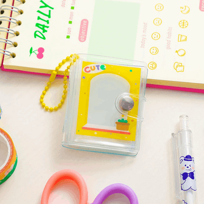 2 Inch 16 Pockets Small Photo Album Mini Photos Collect Book Photocard Holder With Keychain DIY PVC Portable Pocket Album A1
