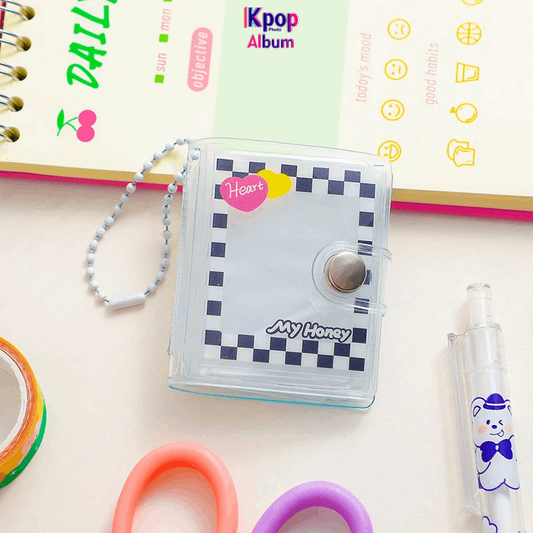 2 Inch 16 Pockets Small Photo Album Mini Photos Collect Book Photocard Holder With Keychain DIY PVC Portable Pocket Album