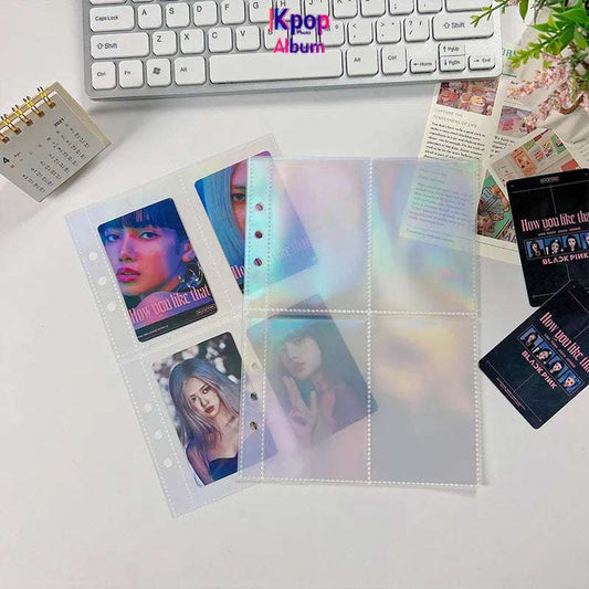10pcs A5 Laser Binder Sleeves 1/2/4 Pockets Inner Pages Photo Album Binders Game Cards Book Sleeve Holder Refill Sleeves