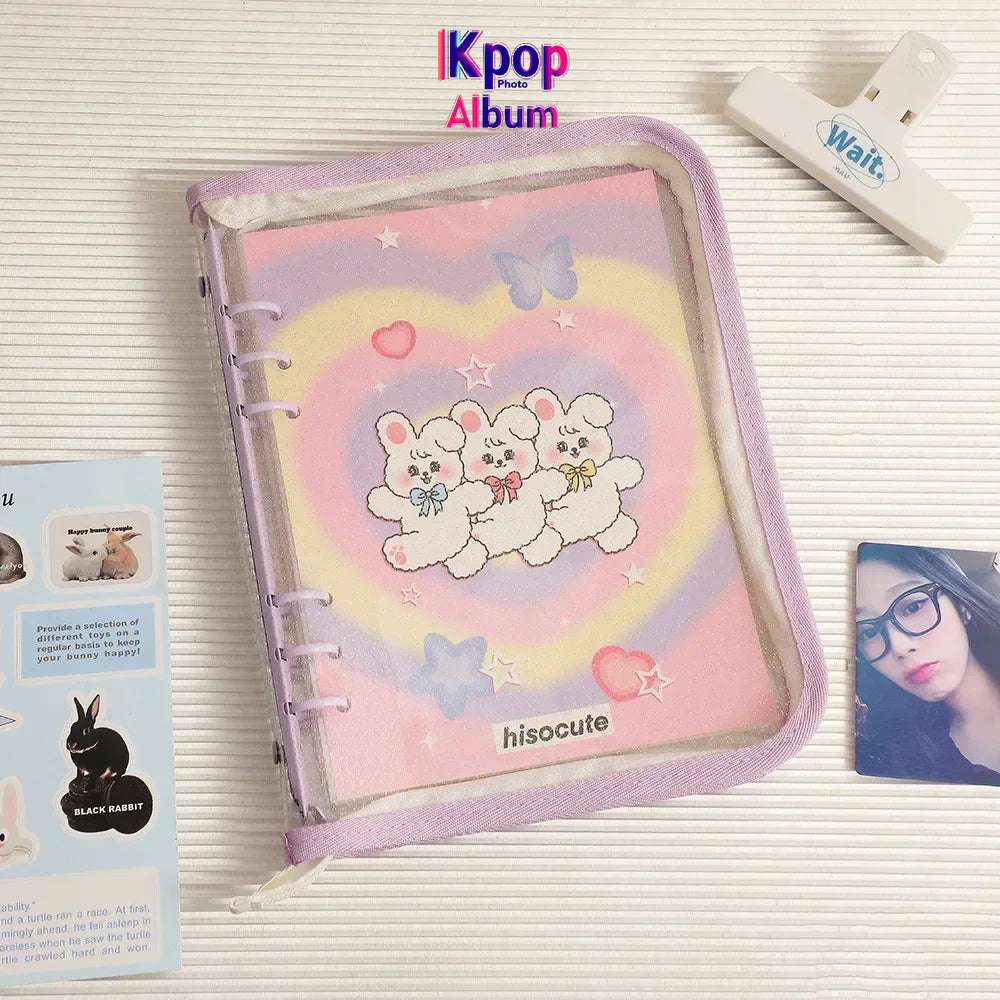A5 Zipper Binder Photocard Holder Kpop Idol Photo Album DIY Journal Dairy Picture Collect Book School Stationery Supplies