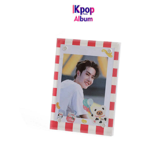 Girl Korean version checkerboard three-inch acrylic photo frame student desktop transparent ornament love bean star chasing small card setting table