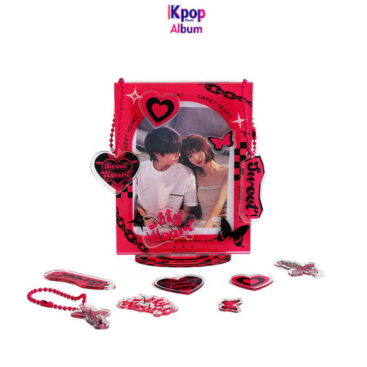 Korean version of cartoon transparent acrylic desktop stand card student star small card desktop photo frame girl three inch table
