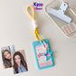 Candy color sliding cover 3 inch card cover, student lanyard, bus card, subway card, card bag, student star chasing display, small card cover.