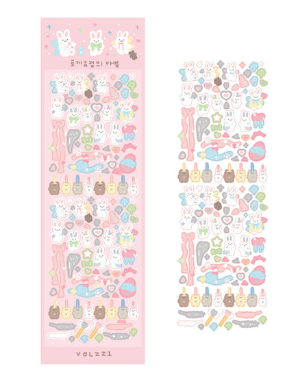 Korean ins same laser bear sticker cute hot silver rabbit sticker DIY decorative material goo card sticker