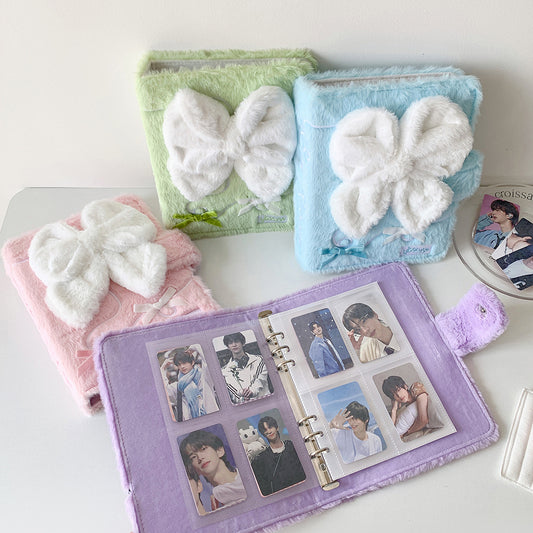 Girl A5 big bow plush album 3 inch photo storage album 4 palace grid star chasing card album game card collection album