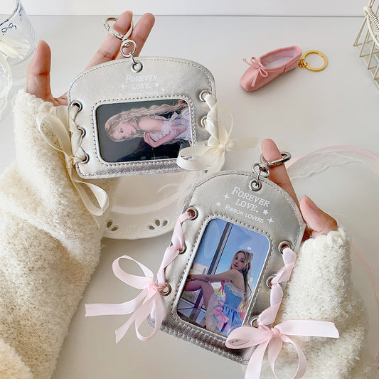 Girl Ballet DIY Ribbon Card Set Student Silver Glossy 3 Inch Star Chasing Small Card Bag School Bag Pendant Card Bag