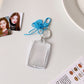 Transparent acrylic love bow keychain pendant can be placed, ID photo, big head sticker, photo frame, star chasing pendant, female.