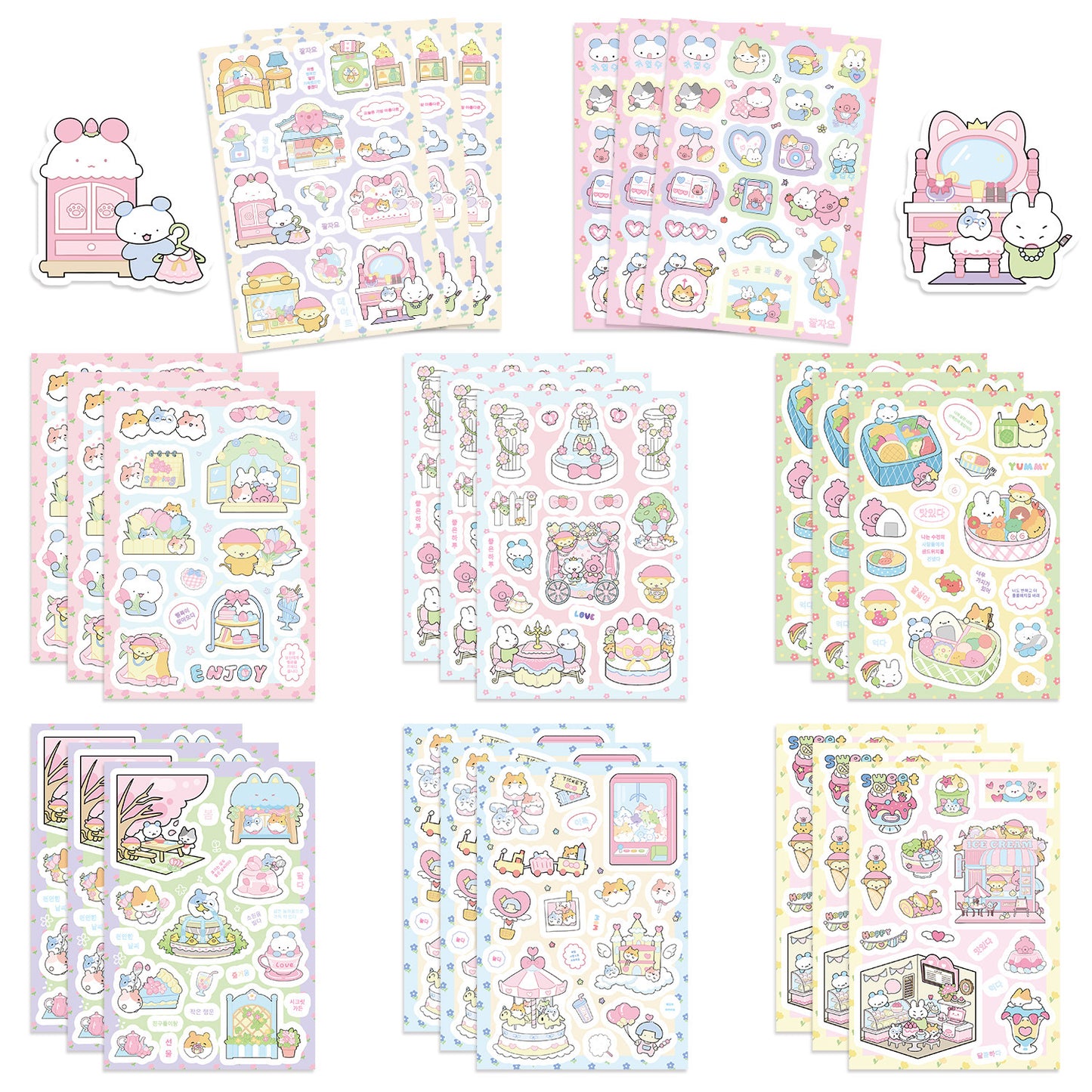 8 Cartoons Spring Travel Graffiti Collage Decorative DIY Mobile Phone Case Tablet Skateboard Waterproof Non-Infringement Sticker