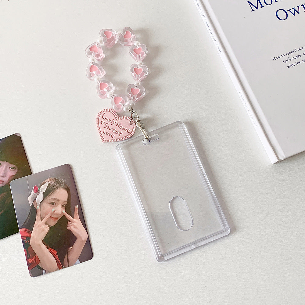 Summer transparent acrylic hard card cover, love keychain pendant card bag, girl Polaroid 3-inch star chasing card cover