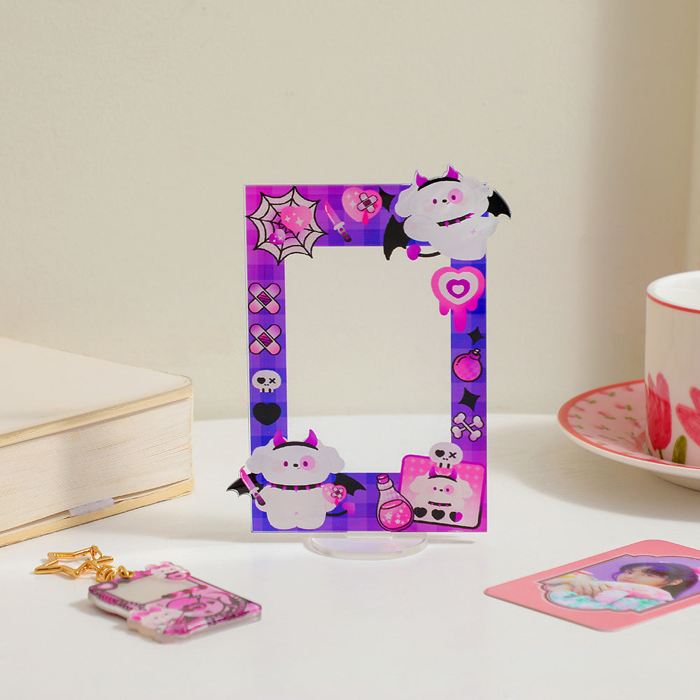 Sweet and cool acrylic three-inch desktop table Korean version of girl love bean small card transparent photo frame display standing card woman