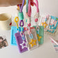 Candy color sliding cover 3 inch card cover, student lanyard, bus card, subway card, card bag, student star chasing display, small card cover.