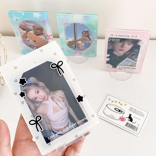 ins style simple bow desktop ornament three-inch Polaroid display standing brand star chasing peripheral DIY photo frame card cover