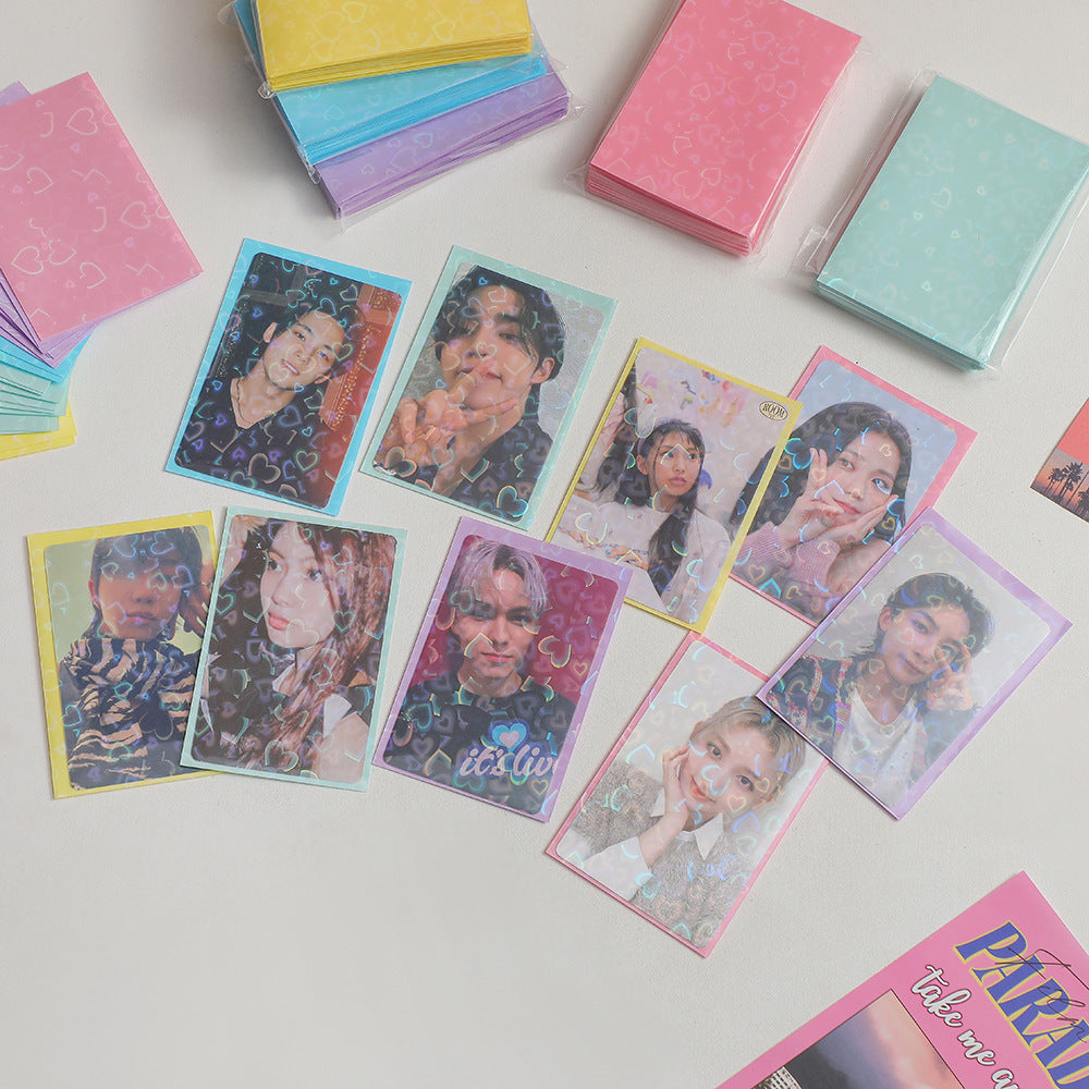 20 silk laser love double-layer card film girl album card protective cover star peripheral Polaroid small card cover