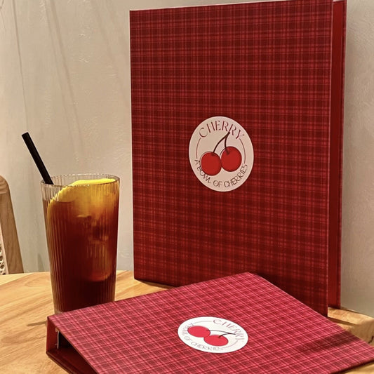 The new cherry red plaid card book ins style simple love bean small card storage book a5 four palaces large A4 nine palaces