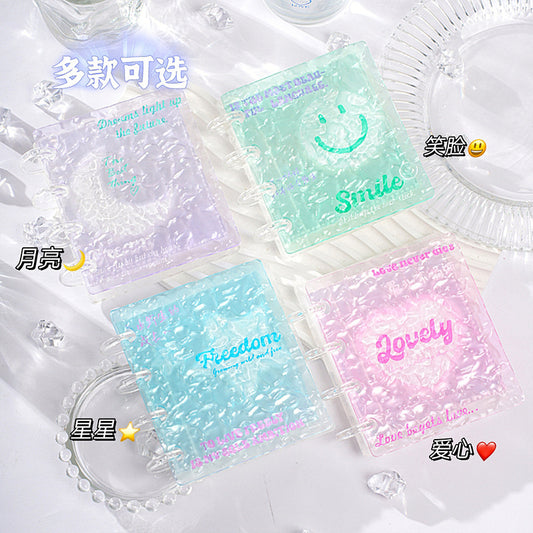 Vitality gradually changes, water ripples, a palace grid card album, transparent and high-value color small fresh mini mushroom buckle album