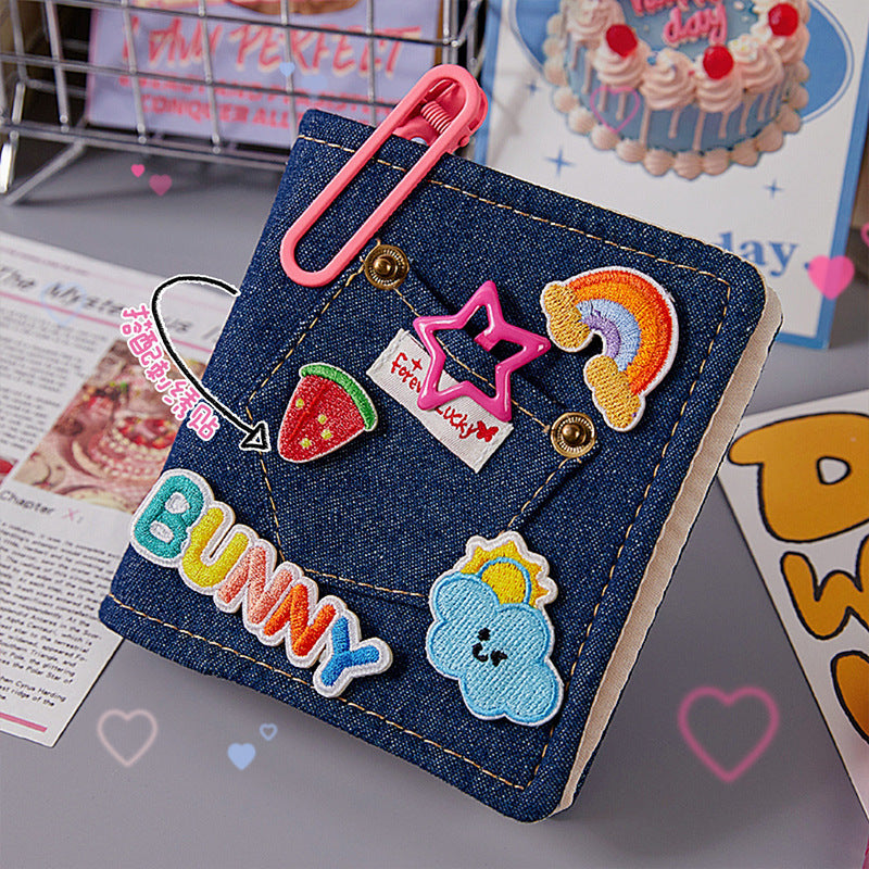 1 Gongge denim card album, retro mini 3-inch Polaroid fabric album, star chasing, idou small card loose-leaf storage album