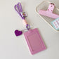 Korean version vertical double card position lanyard card cover girl solid color three-inch Polaroid star chasing card cover meal card campus card bag