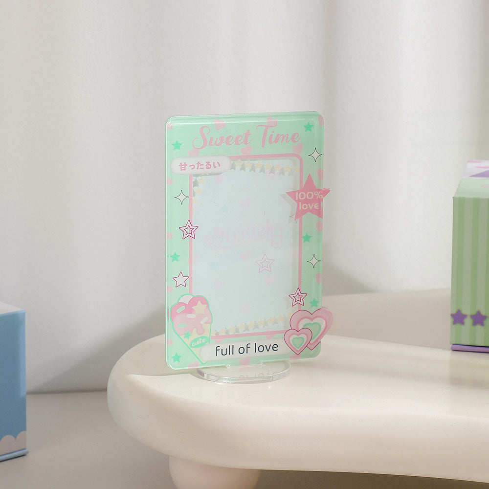Hisocute Student Dormitory Desk Three-inch Photo Frame Polaroid Small Card Chasing Star Standing Brand Ornament Girl Set Table