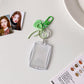 Transparent acrylic love bow keychain pendant can be placed, ID photo, big head sticker, photo frame, star chasing pendant, female.