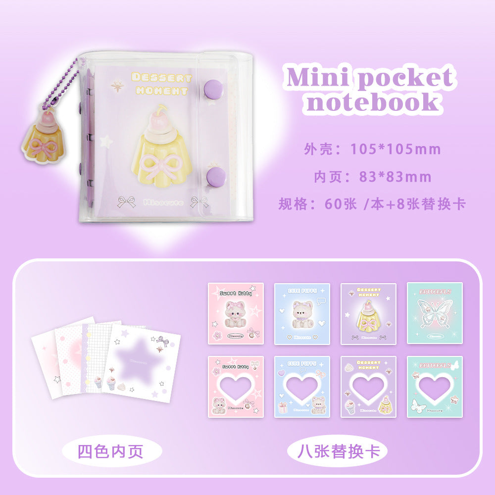 3 Ring Binder Mini Binder Loose-leaf Book +10 Inner Pages Photo Sleeves Small Binder