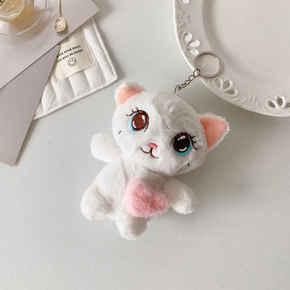 2025 new cartoon backpack cat plush doll pendant student schoolbag decoration cartoon keychain doll girl
