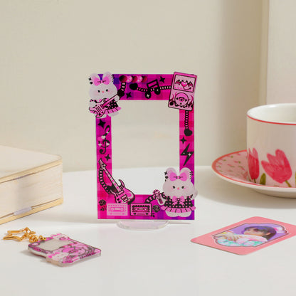 Sweet and cool acrylic three-inch desktop table Korean version of girl love bean small card transparent photo frame display standing card woman