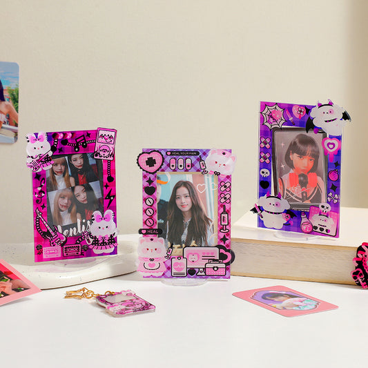Sweet and cool acrylic three-inch desktop table Korean version of girl love bean small card transparent photo frame display standing card woman