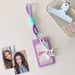 Candy color sliding cover 3 inch card cover, student lanyard, bus card, subway card, card bag, student star chasing display, small card cover.