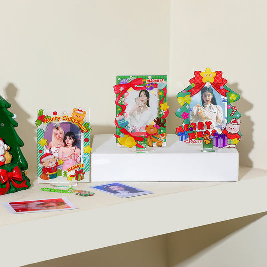 Cute Christmas 3-inch photo frame standing card cartoon festive atmosphere desktop love bean small card couple photo display stand