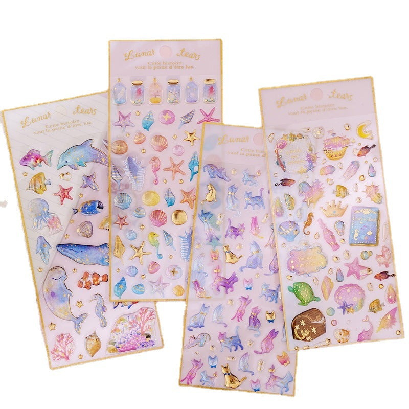 Korean ins unicorn crystal Epoxy sticker creative bronzing hand account decorative sticker student diary DIY sticker