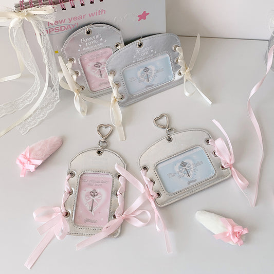 Girl Ballet DIY Ribbon Card Set Student Silver Glossy 3 Inch Star Chasing Small Card Bag School Bag Pendant Card Bag
