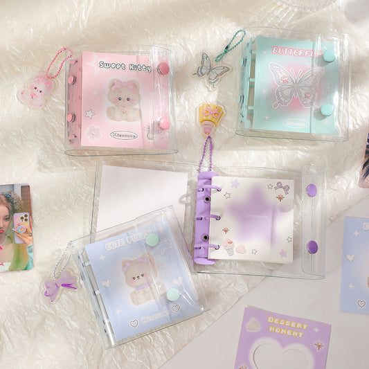 3 Ring Binder Mini Binder Loose-leaf Book +10 Inner Pages Photo Sleeves Small Binder