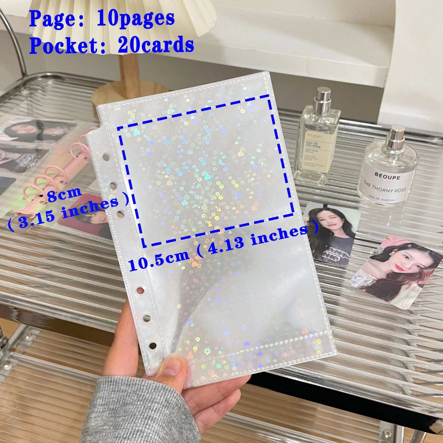 10pcs A6 Laser Binder Photocard Sleeves Kpop Idol Photo Album Binder 10PCS-2grid C8