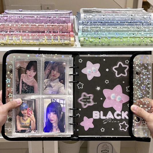Kawaii A5 Button Binder Photocard Holder Kpop Idol Photo Album Collect Book School Stationery Álbumes Para Fotos 포토카드 바인더