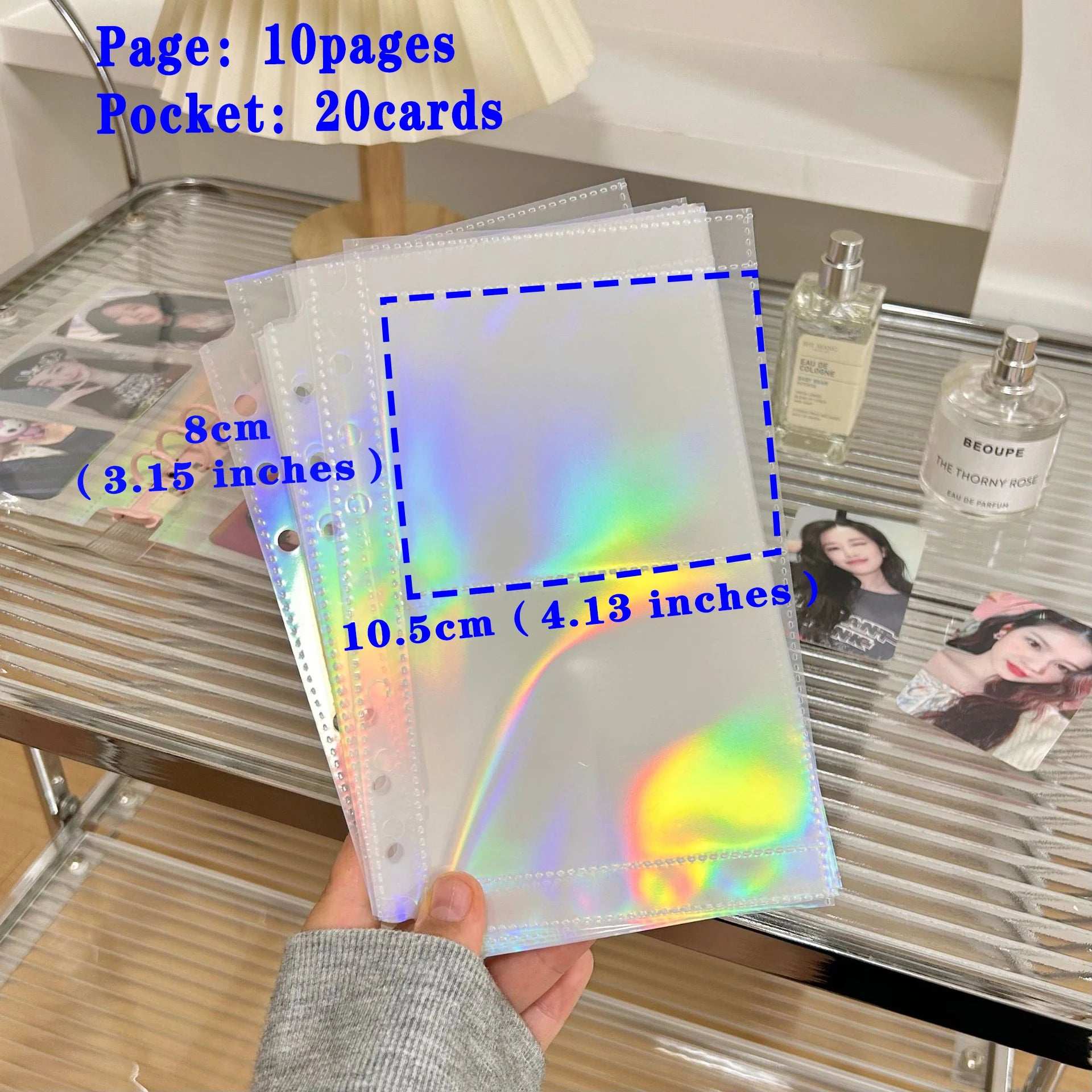 10pcs A6 Laser Binder Photocard Sleeves Kpop Idol Photo Album Binder 10PCS-2grid C7