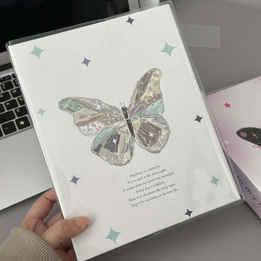 Butterfly A4 Kpop Photocard Holder Idol Binder Photo Album Kawaii Collect Book DIY Journal Dairy Photo Storage Albums only photo cover-A4