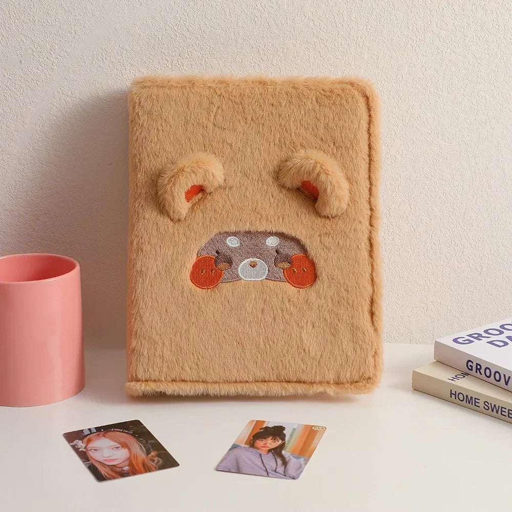 A5 Binder Photocard Holder Cute Plush Photo Album Kpop Idol Photocards Collect Book Student School Notebook Stationery Only cover-S4