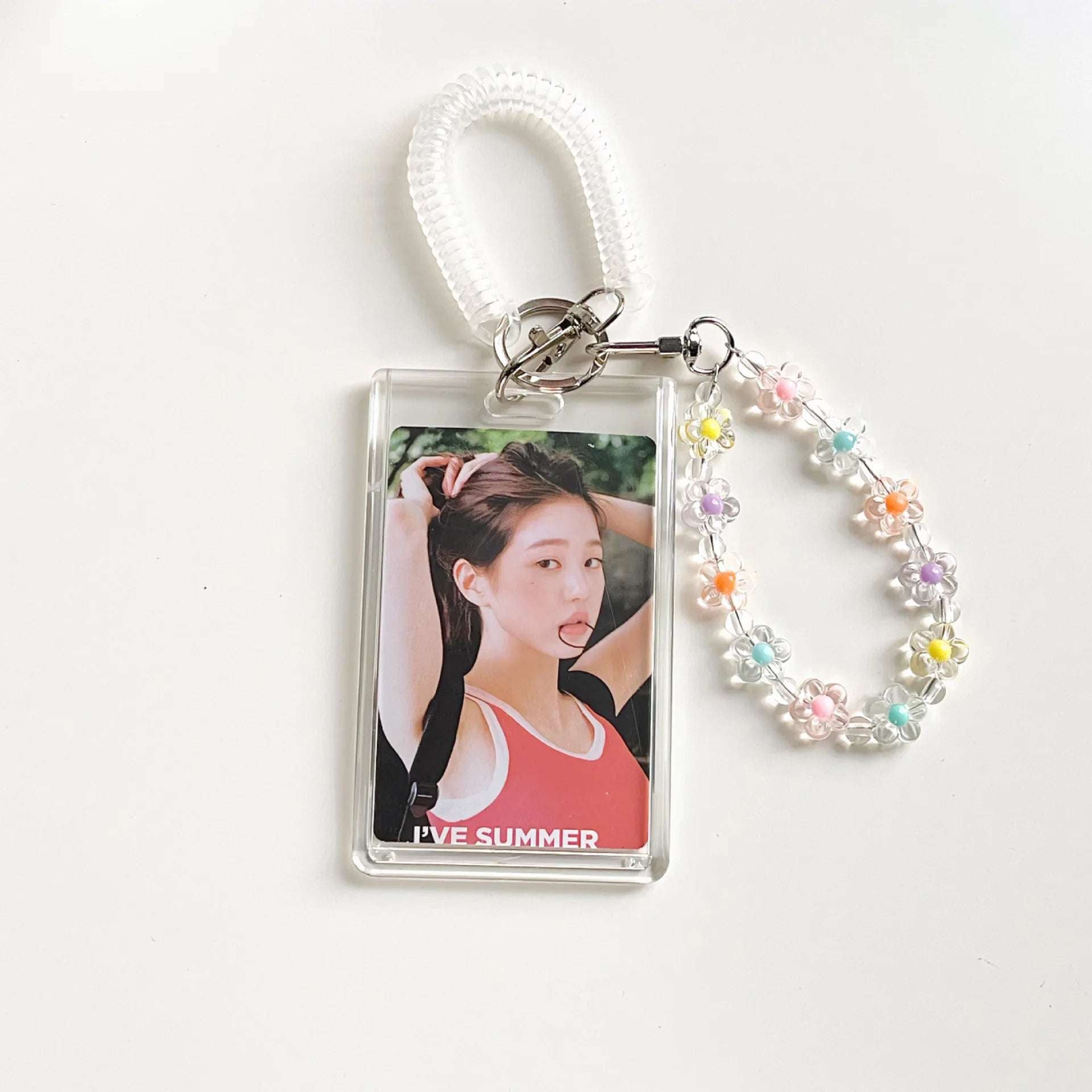 Crystal Butterfly 3inch Kpop Photocard Holder Photo Display Album Credit ID Card Bus Card Cover Keychains Protective Case flower1
