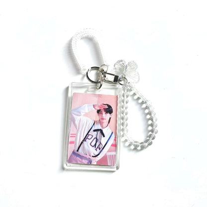 Crystal Butterfly 3inch Kpop Photocard Holder Photo Display Album Credit ID Card Bus Card Cover Keychains Protective Case Butterfly 1