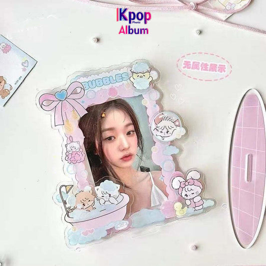 Cat bath card, acrylic photo frame, Polaroid photo, Idol universal three-inch display card can be inserted.