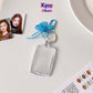 Transparent acrylic love bow keychain pendant can be placed, ID photo, big head sticker, photo frame, star chasing pendant, female.